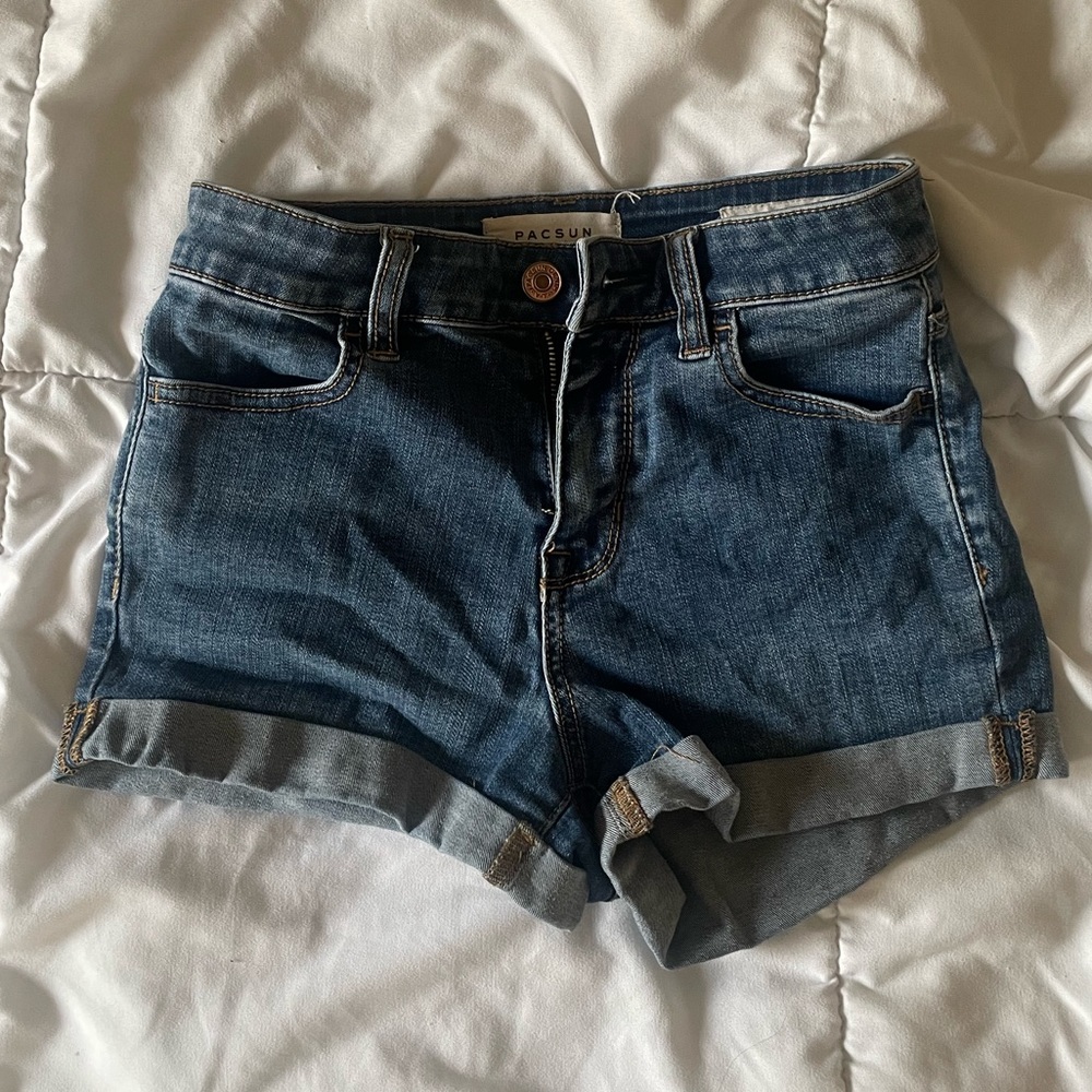 PacSun Dark Denim High Rise Stretch Shorts